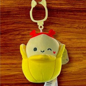 Squishmallows  Junie Yellow Plush Banana Keychain Bag Clip NWT